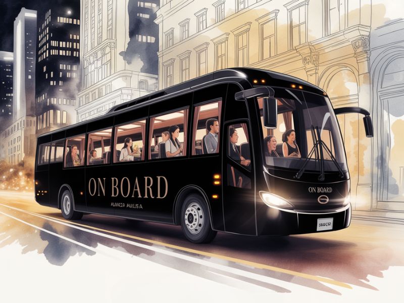 Ônibus OnBoard pronto para embarque no Largo Ana Rosa, Vila Mariana
